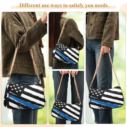 Image of Shoulder Bags for Women American US Flag Independence Day Patriotic Hobo Tote Handbag Small Clutch Purse with Zipper Closure