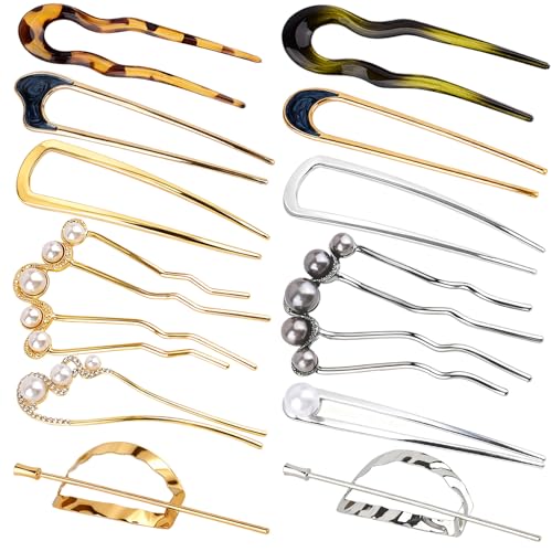 12 PCS French Hair Pins Pearl Set