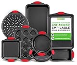 NutriChef Moules à Pâtisserie - Set de 8 Plateaux de Cuisson Antiadhésif en Acier au Carbo...