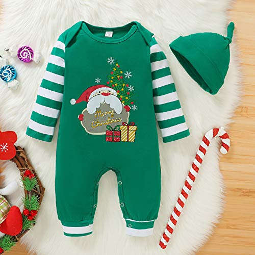 BigBig Style Pasgeboren Kerst Romper Baby Lange Mouw Vrolijk Kerstfeest Jumpsuit Overall met Hoed - Afbeelding 4