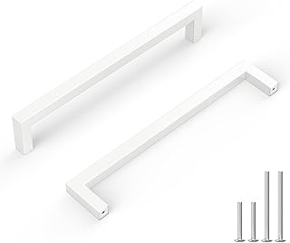 goldenwarm Kitchen Cabinet Hardware, 10 Pack White Stainless Steel Cabinet Pulls, 5.5x1.4 inches, Modern