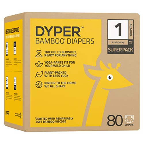 Image of DYPER Viscose from Bamboo Baby Diapers Size 1 | Honest Ingredients | Cloth Alternative | Day & Overnight | Made with Plant-Based* Materials | Hypoallergenic for Sensitive Newborn Skin, Unscented