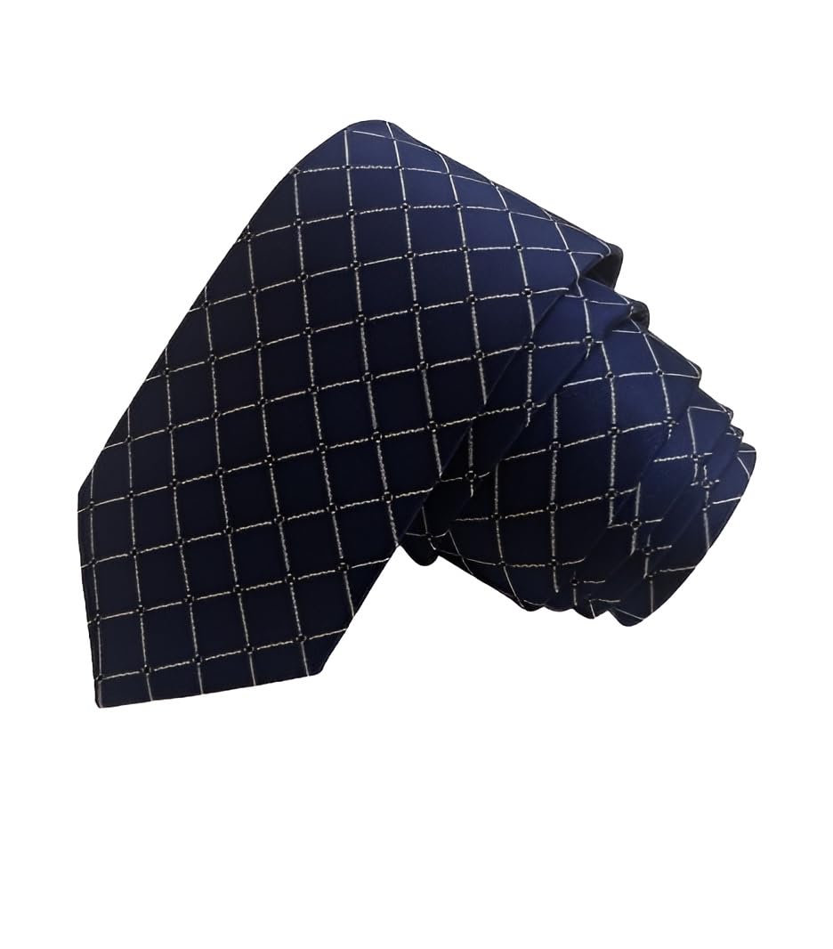 Men's Navy Blue Microfiber Necktie, Classic Business Formal Wear-image-30