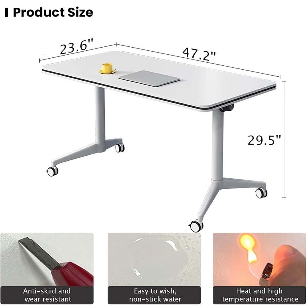 Mobile, klappbare Konferenztische mit Rollen – Klappbare Tischplatte für Büro, Klassenzimmer, Schulung – 120 x 60 x 75 cm, platzsparend