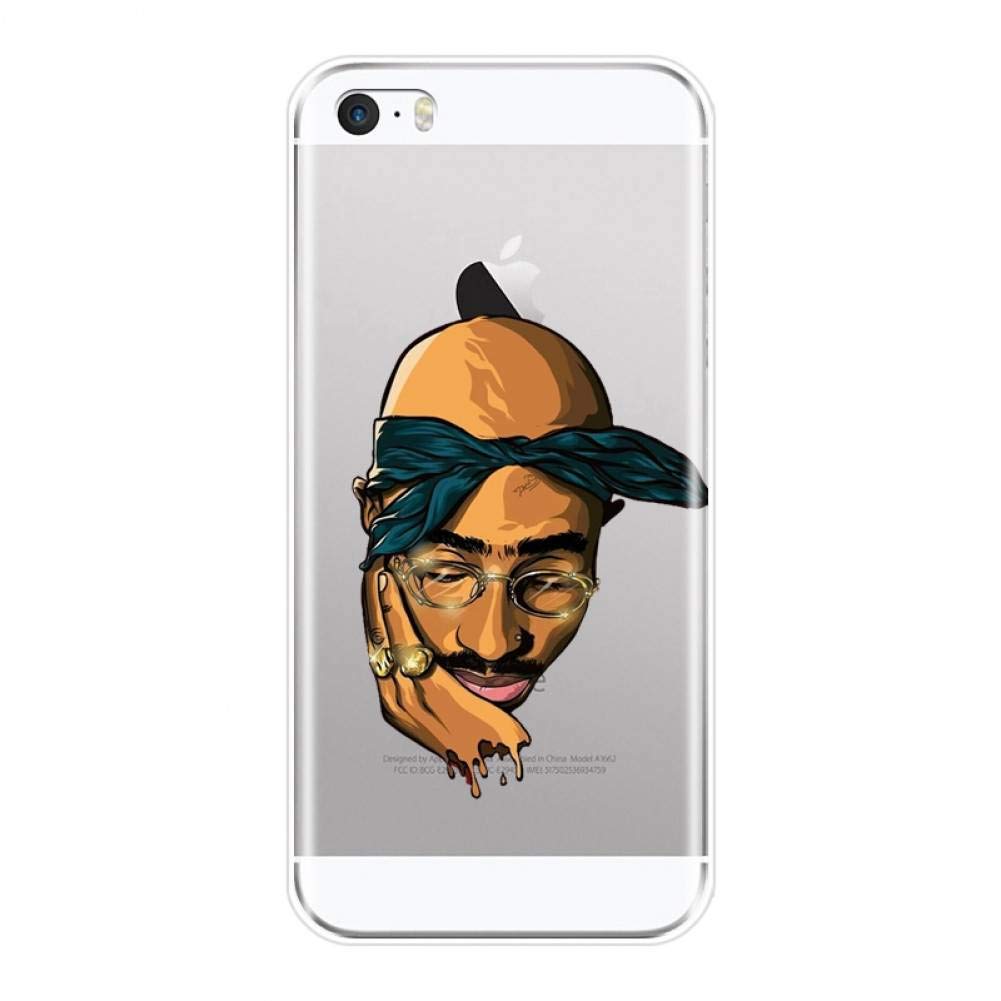 Phone Case Back Cover for Iphone 4 4S 5 5C 5S Se Hip-Hop Rapper Makaveli 2Pac Tupac Soft Phone Case Silicone for Iphone 4 5 S