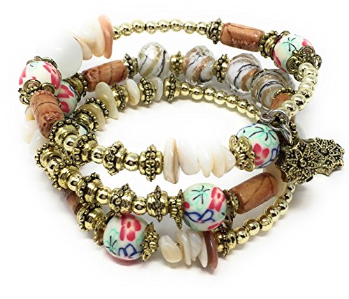 Blazing Autumn Multilayer Bracelets for Teens/Women Crystal Charms and Bangles (White Multi)