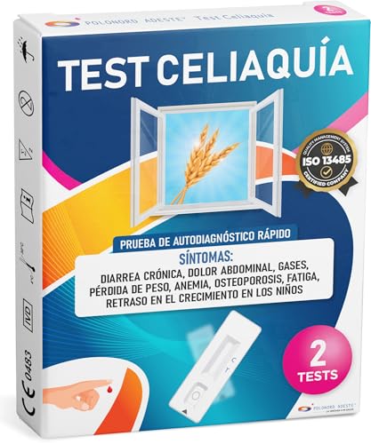 ADESTE TEST CELIAQUÍA – Rápido autotest. Test celiaquía para intolerancia alimentaria al gluten, para adultos y niños. Paquete de 2 tests