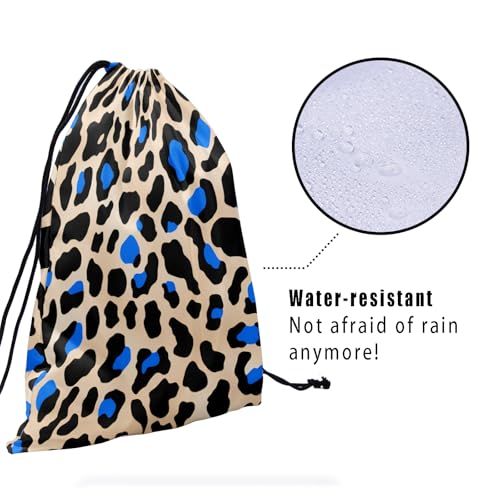 Image of Nerxy Blue Black Leopard Grip Bag - Animal Drawstring Grip Bag Cheetah Gymnastics Drawstring Pouch Wildlife String Bag for Gym Sports Storage