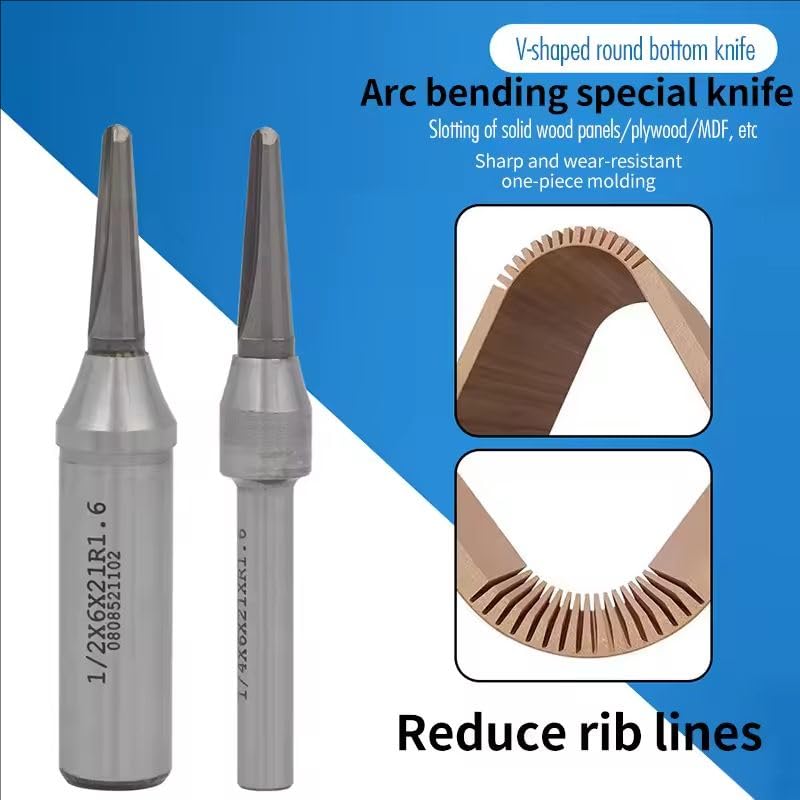 HUHAO 1/2 Inch TCT Router Bits, R1.6mm Rounded Bottom Arc Grooving Cutter for Wood Bending, CNC Milling Smooth Grooves in Solid Wood, Plywood, MDF for Furniture & Door Panels