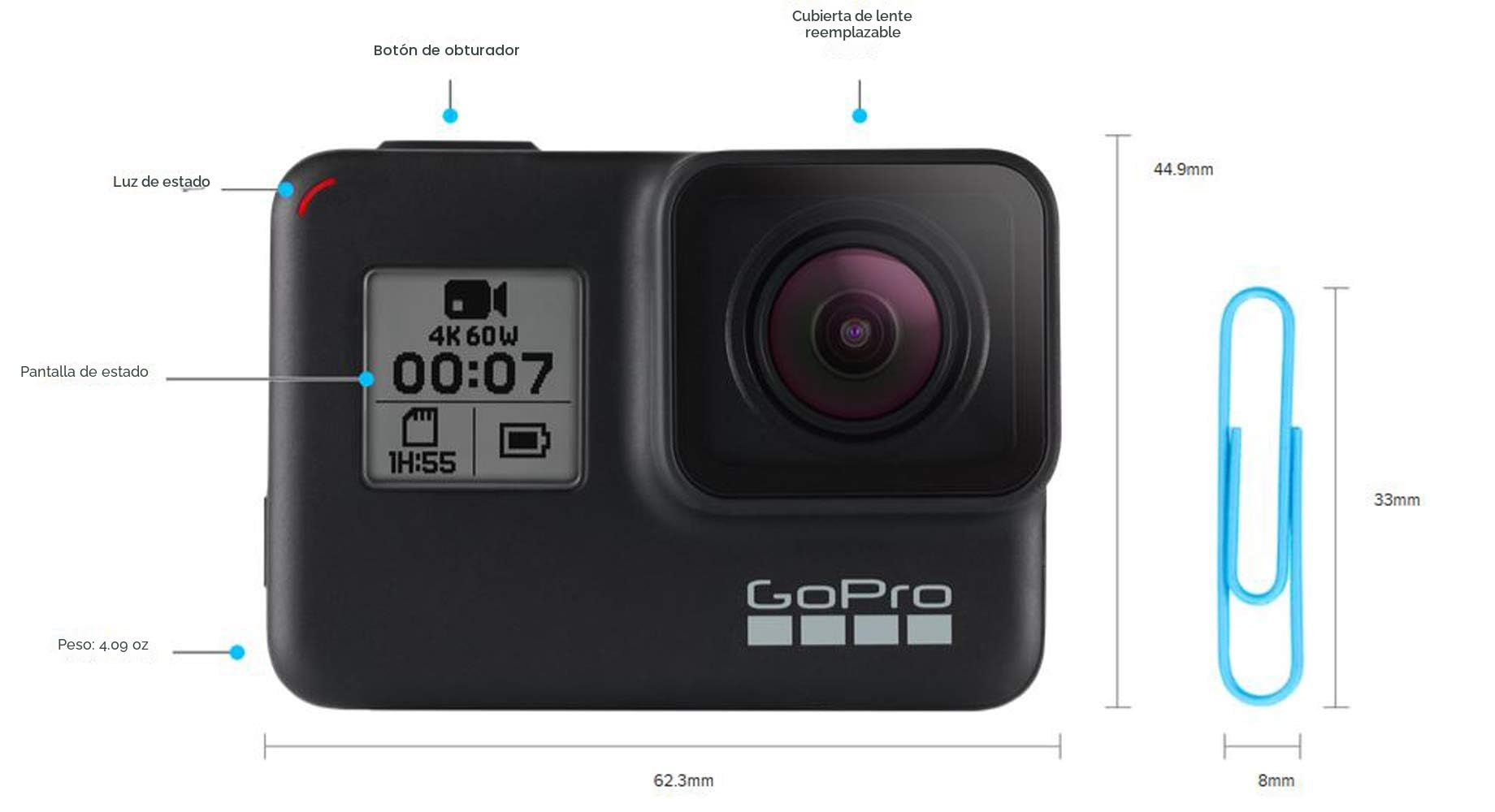 【引取先決定】GoPro HERO7 BLACK Amazon.com: GoPro Hero7 Black - Cámara de acción impermeable con