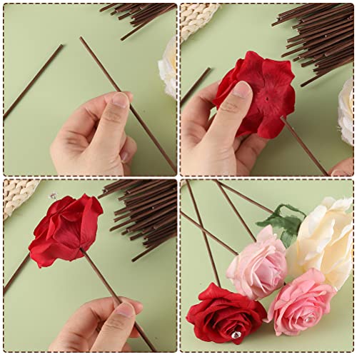 60 Pack Floral Stems Wire For Paper Flower 2 Gauge Brown Flower Stems For Crochet Projects 16 Inch Artificial Brown Crafts Wire Wreath Making Supplies For Flower Diy #TOP2