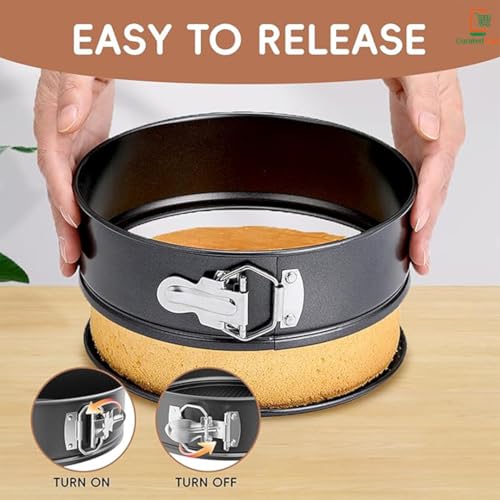 Image of PureBake Premium SGS Certified Cake Moulds | 8 inch Cake Tin- Teflon Coated Removable Base, Non-Stick Cake Tins /Pan /Trays for Microwave, Oven and Bakeware -Set (7 Inch Cake Tin)