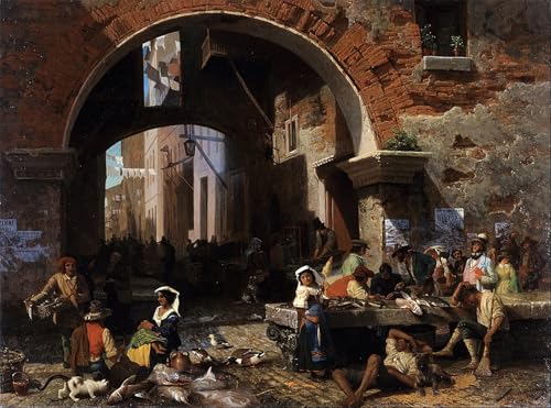 Affiche Marché aux Poissons Romain : sublimez votre salon en 60x90cm