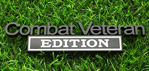Image of 1pc Combat Veteran Edition Emblems 3D Raised Decals Exterior Truck Stickers Fender Veteran Badges Replacement for F150 F250 F350 Chevy Silverado 1500 2500 Chevrolet C10 C15 (Black White)