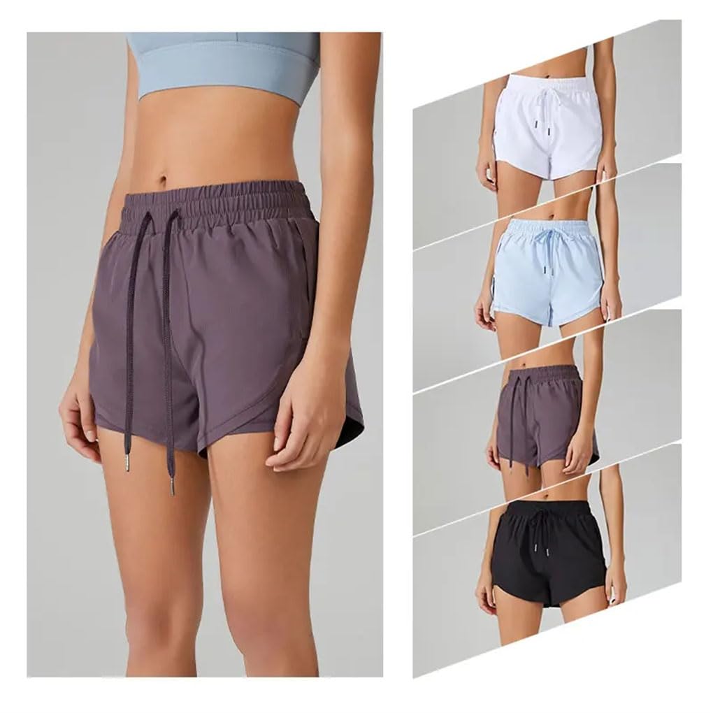 Damskie spodenki do biegania jednolity kolor elastyczna talia joga fitness sport jogging szorty