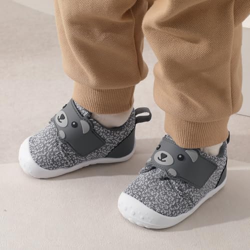 Image of FEETCITY Baby Walking Shoes Wide Baby Shoes Boys Girls Infant Sneakers Crib Shoes Breathable Toddler Barefoot Shoes Slip On Shoes
