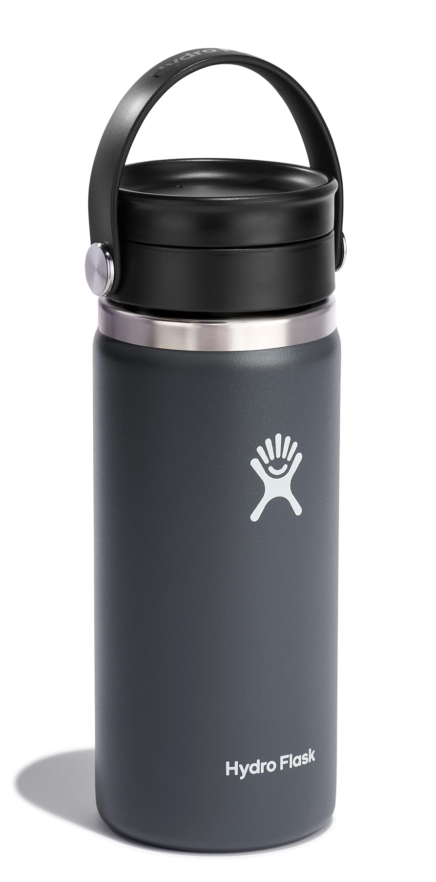 HYDRO FLASK Reise-Kaffeeflasche, 473 ml, vakuumisolierter Edelstahl-Becher mit Flex-Trinkdeckel, BPA-frei, breite Öffnung, Steingrau