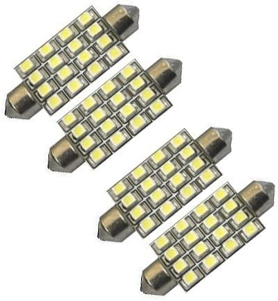 Cutequeen Red 42mm(1.72") 16-SMD 12V Festoon Dome Light LED Bulbs 211-2 212-2 569 578 - Red (pack of 4)