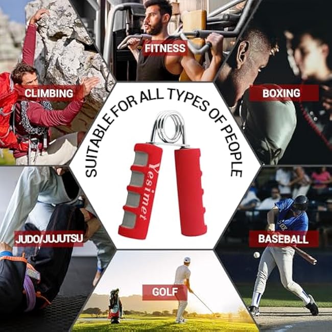 Hand Grip Strengthener Set,2 Pack Forearm exerciser, Finger Trainer,Hand Gripper- Soft Foam Hand Exerciser for Quickly Increasing Wrist Forearm and Finger Strength (Red)