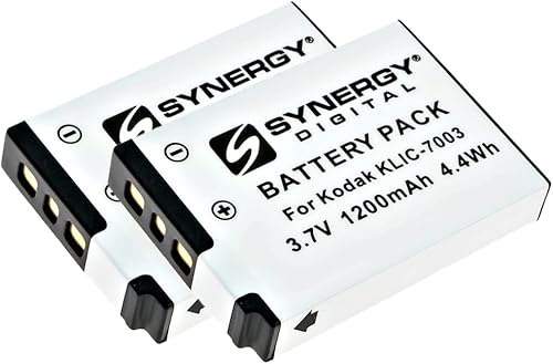 Synergy Digital Baterías para cámara, compatibles con cámara digital Kodak KLIC-7003, (Li-ion, 3.7V, 1050mAh), repuesto para batería Kodak