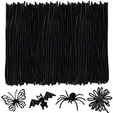 YONOVO 300 Pcs Black Pipe Cleaners for Crafts Hair Locs Bulk 8mm Thick 12 inch Long, Pipecleaners Chenille Stems Fuzzy Sticks Wire Tiges Chenilles Bendable for Kids DIY Craft Supplies