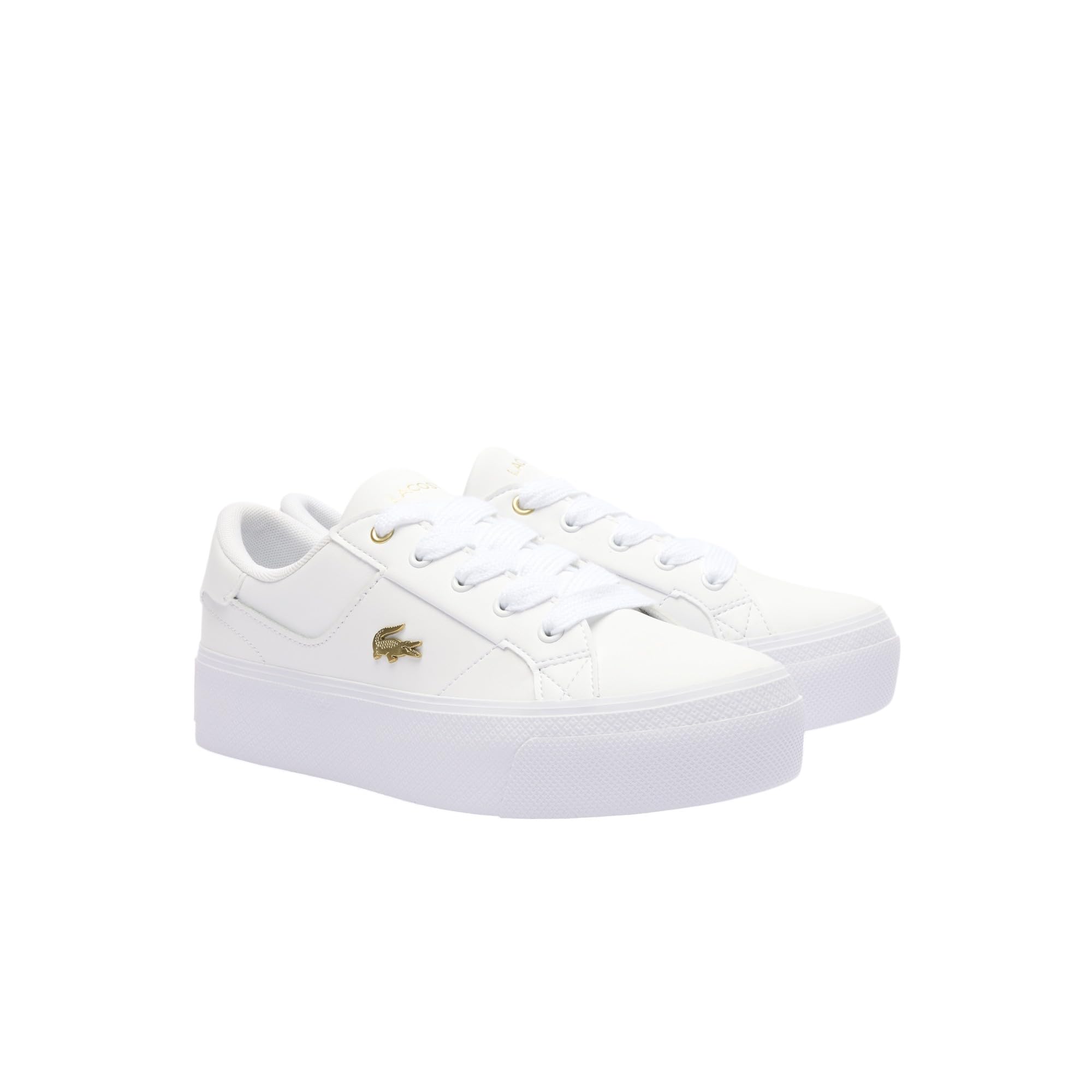 

                                                    Lacoste Women's Ziane Platform Sneaker, White/Gold