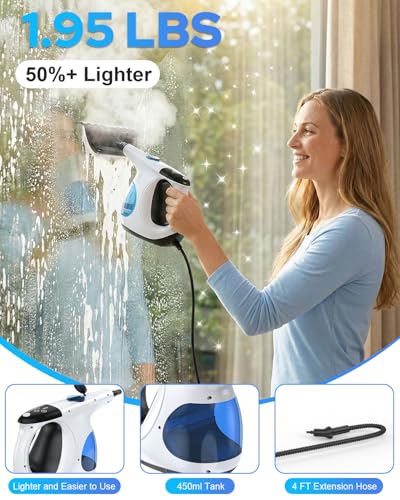 Image of 3s Instant Heat-up Handheld Steam Cleaner for Home, High-pressure Portable Steam Cleaner with 3-Level Control & Self-clean & Safety Lock for Furniture Couch Grout Kitchenware Cleaning