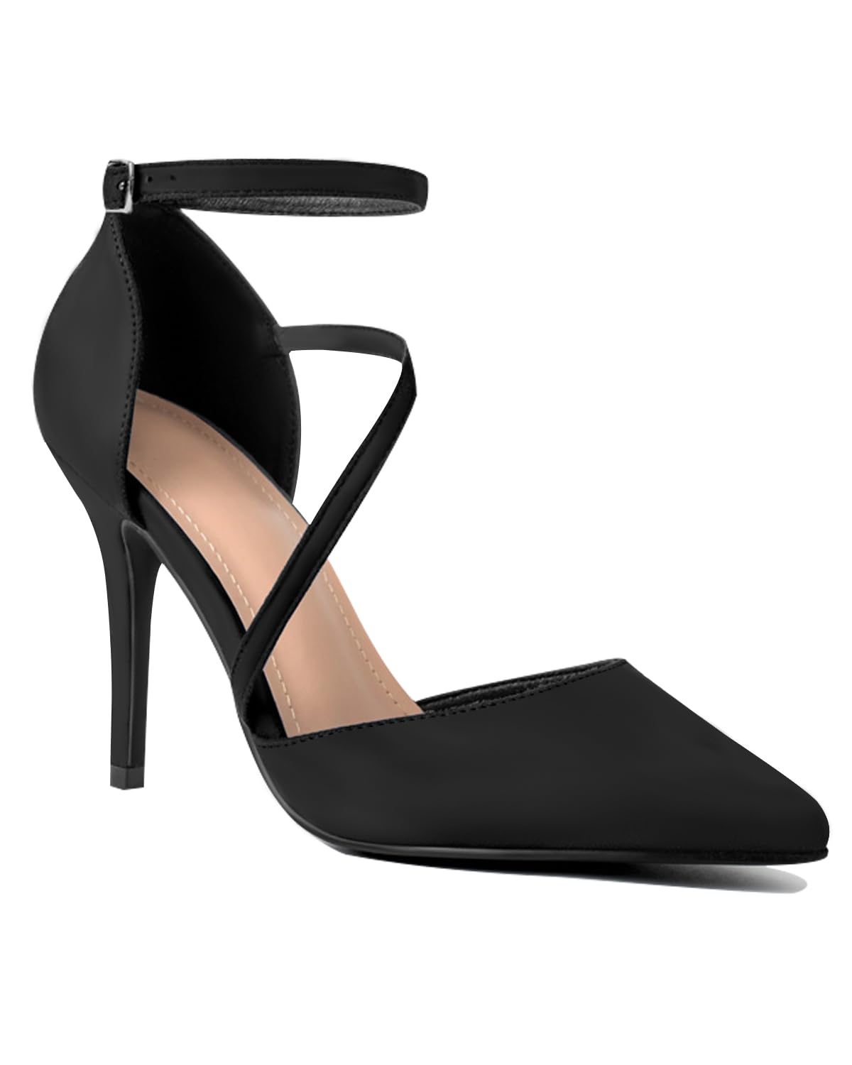 Women's High Heels Pumps Closed Pointed Toe Cross Strap D'Orsay Pumps Stiletto Heels Wedding Party Dress Shoes for Bridal