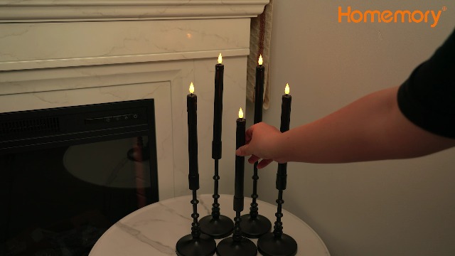 Image of Homemory Black Flameless Taper Candles Flickering, NO Remote, 9.6 Inches Battery Operated, 6 Pcs Realistic Electric LED Candlesticks Made of Plastic for Halloween Party Home Decor