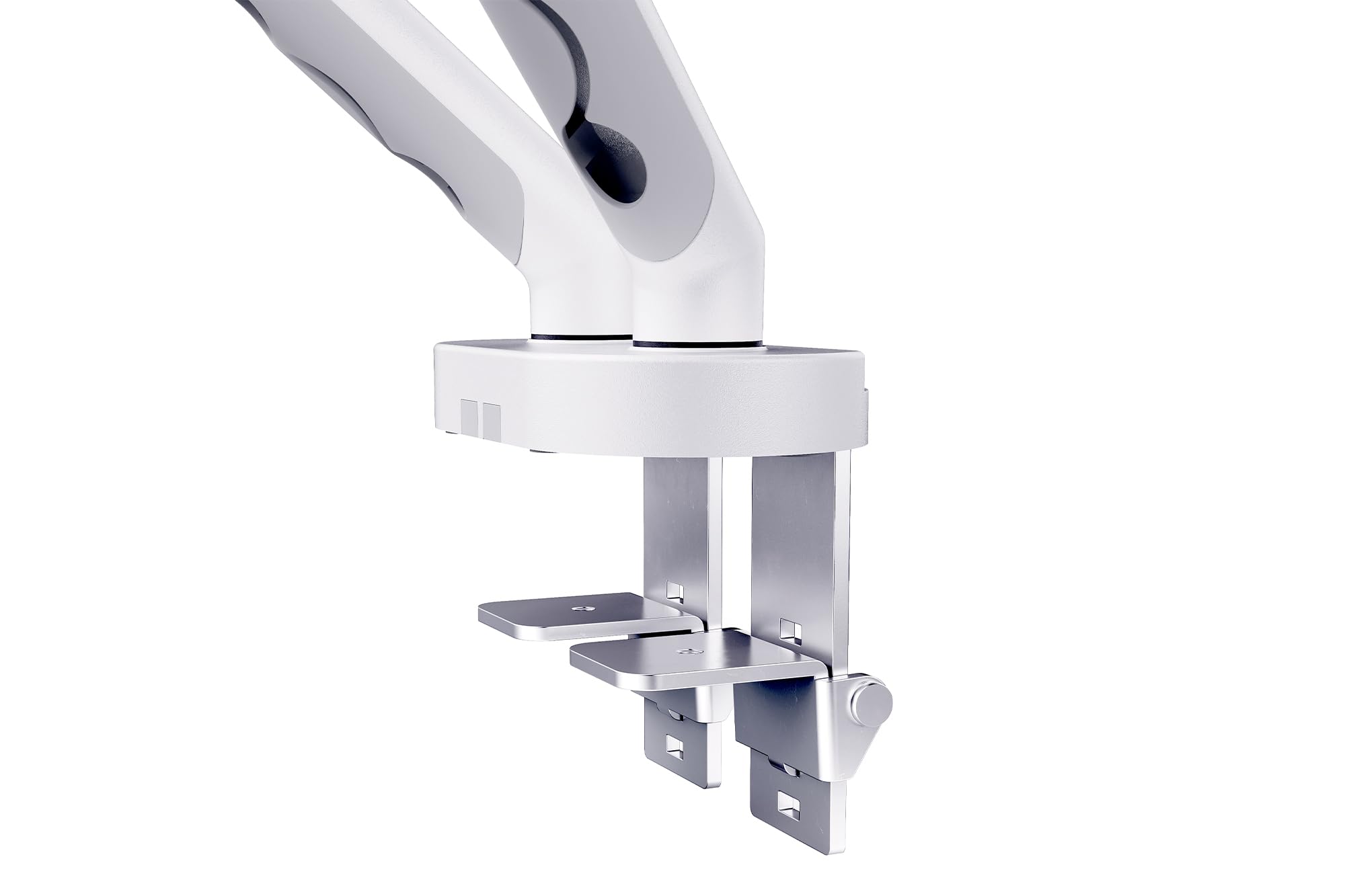 DIGITUS Monitor Halterung 2 Monitore – bis 35 Zoll – mechanische Feder | 10 kg Traglast je Arm – für Flach- und Curved-Bildschirme – VESA 75, 100 – Tischklemme – Weiß