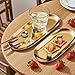 OYWOBET 9x3.8Inch Gold Stainless Steel Decorative Tray, Oval Stainless Steel Small Serving Trays for Tea Fruit, Jewelry Plate, Decorative Storage Tray