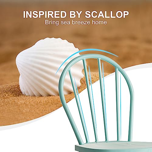 Vicllax Patio Metal Dining Chairs Set Of 6, Outdoor Farmhouse Cottage Spindle Back Metal Dining Chairs, All Weather Metal Frame Dining Chairs For Lawn Garden Backyard Deck, Blue #TOP3