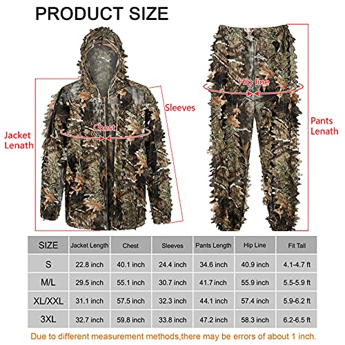 Tongcamo Hunting Ghillie Suit 3D Bionic Leafy Camouflage Clothing for Jungle Hunting, Wildlife Photography, Bird Watching，Halloween, Shooting - Thumbnail 3