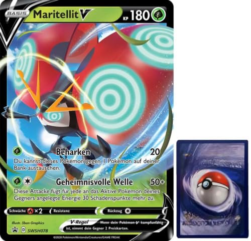 BB-Toy-Trades TCG PKM Trading Card XXL Black Star Promo Card - German - Fullart Holo Mega Jumbo Oversize Single Card with BB-Toy-Trades Sleeve (Maritellite V)