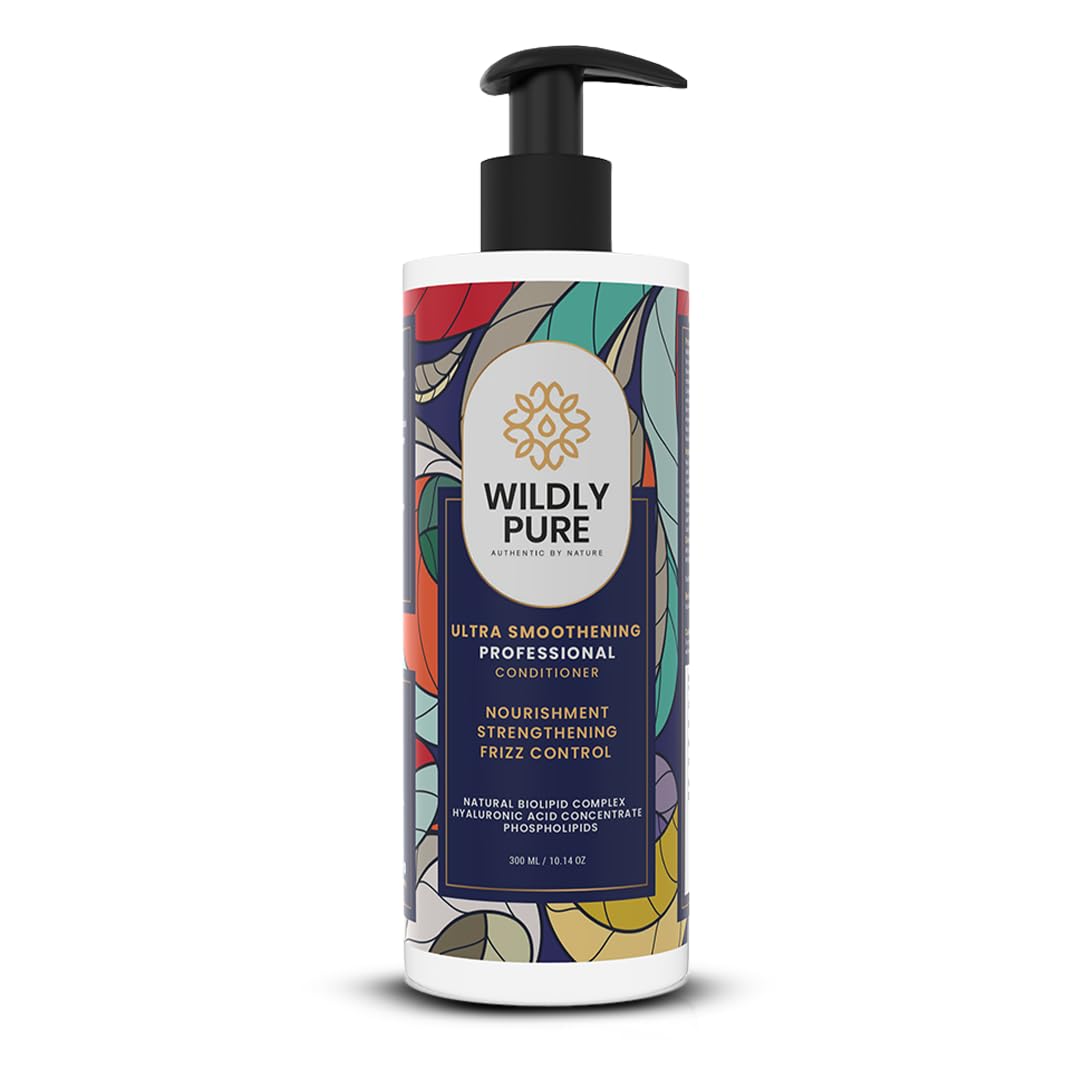Wildly Pure Natural Conditioner for Dry & Frizzy Hair| Deep Conditioning & Smoothening| Natural Biolipid Complex for 72 Hours of Smoothening | 70% Frizz Reduction in One wash| Strenthinening & Repair for Damaged Hair| Men & Women| 300mL (Hydrate)