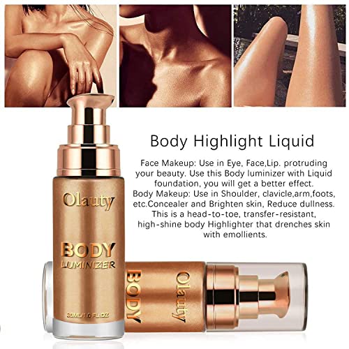 Glitter Body Shimmer Highlighter Makeup Liquid Bronzer Glow Face Body Highlight Contouring Smooth Shimmer Nose Eye Contour Glow Illuminator Glitter Spray For Face & Body Women Cosmetics(#01 Rose Gold) #TOP2