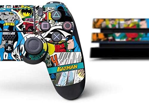 Skinit Decal Gaming Skin Compatible with PS4 Pro Console and Controller Bundle - Officially Licensed Warner Bros Batman Comic Book Design