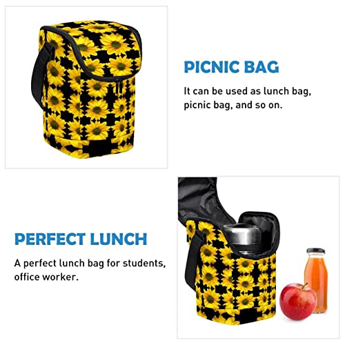 Bolsa de almuerzo para oficina y escuela con diseño floral de girasol 3