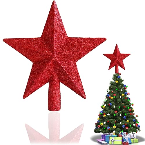 Estrella de Punta de Árbol, Superior del árbol de Navidad 20cm, Topper de Árbol de La Estrella, Estrella Copa del Árbol de avidad, Estrella del árbol de Navidad, Adorno de árbol de Estrella, Rojo