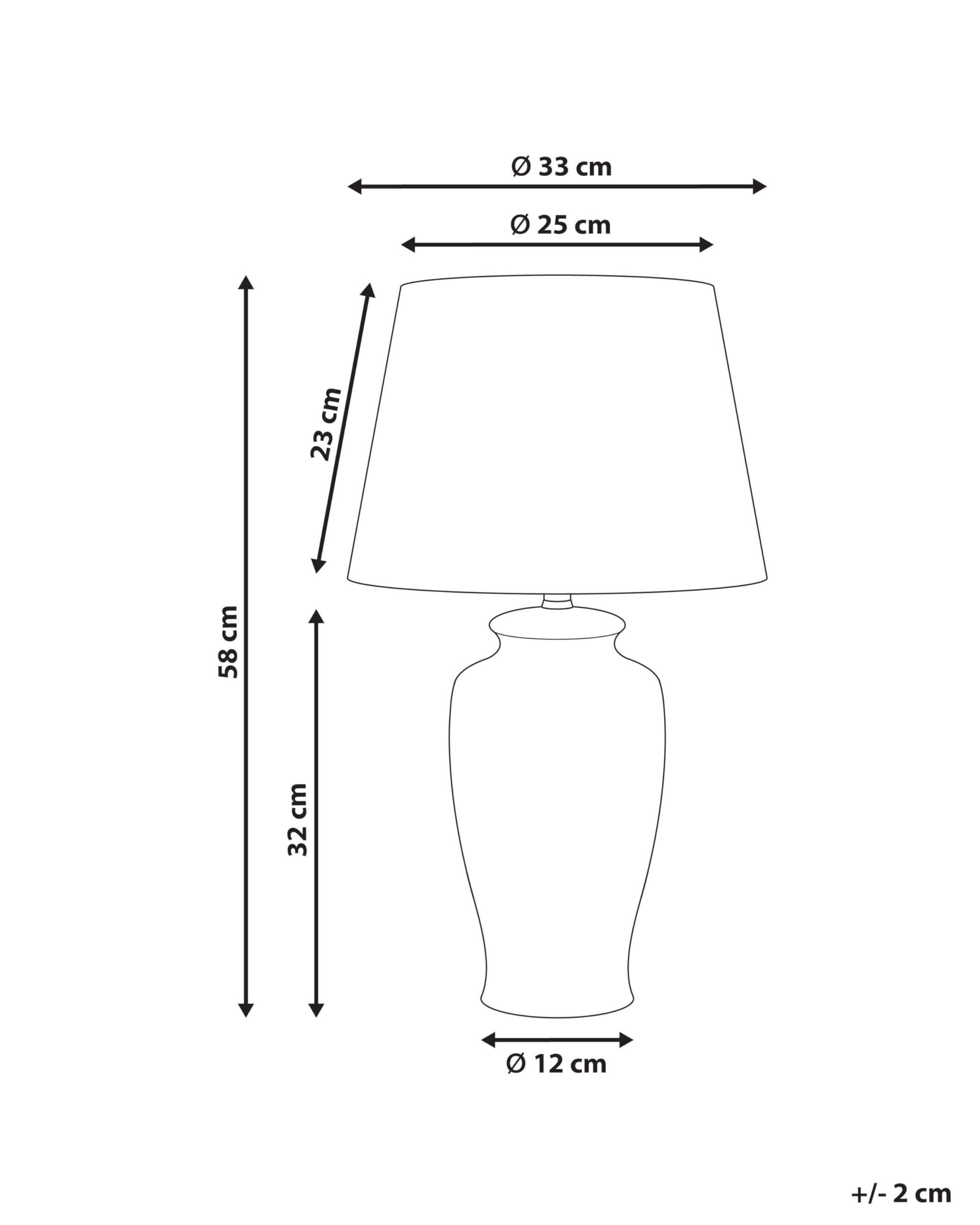 Beliani Stilvolle Tischlampe mit einem floralen Patten Porzellansockel Leinen Trommelschirm Beleuchtung Weiß und Blau Bijela