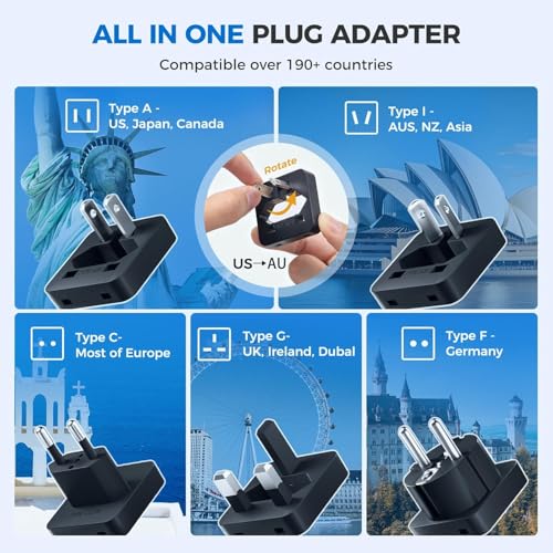 Image of DOACE 350W Voltage Converter US to Europe - 220V to 110V Converter for European Travel, Power Converter Adapter Combo with PD Chargers for Hair Straightener Shaver Toothbrush CPAP Laptop Camera Phone