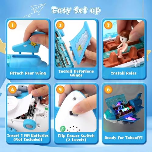 Image of Kidology Airplane Toys for Toddlers Age 2+ Years | 360 Rotation, Bump and Go Action Aeroplane with LED Flashing Lights & Sound Toy for Kids | Ideal for Gifting | Blue