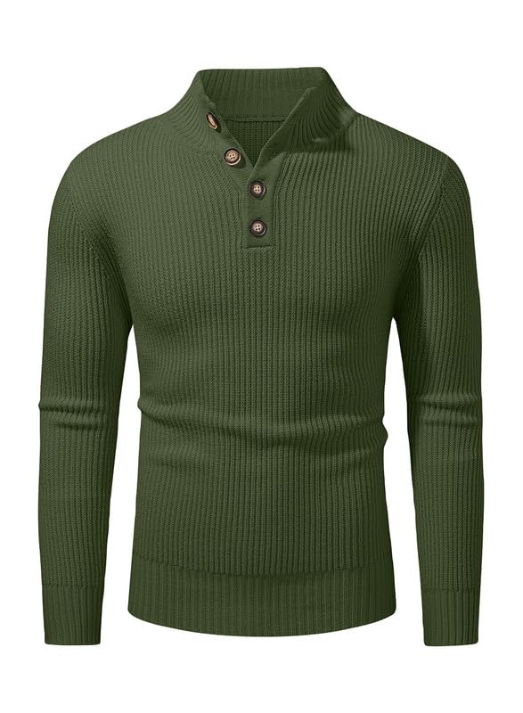 JMIERR Mens Casual Button Down Pullover Sweaters Slim Fit Turtleneck Basic Knitted Long Sleeve Mens Lightweight Sweater2