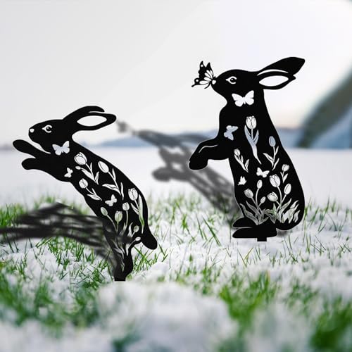 Lebsitey DEC1225 Metal Rabbit Stakes Rabbit Decorative Garden Stakes thumb #5