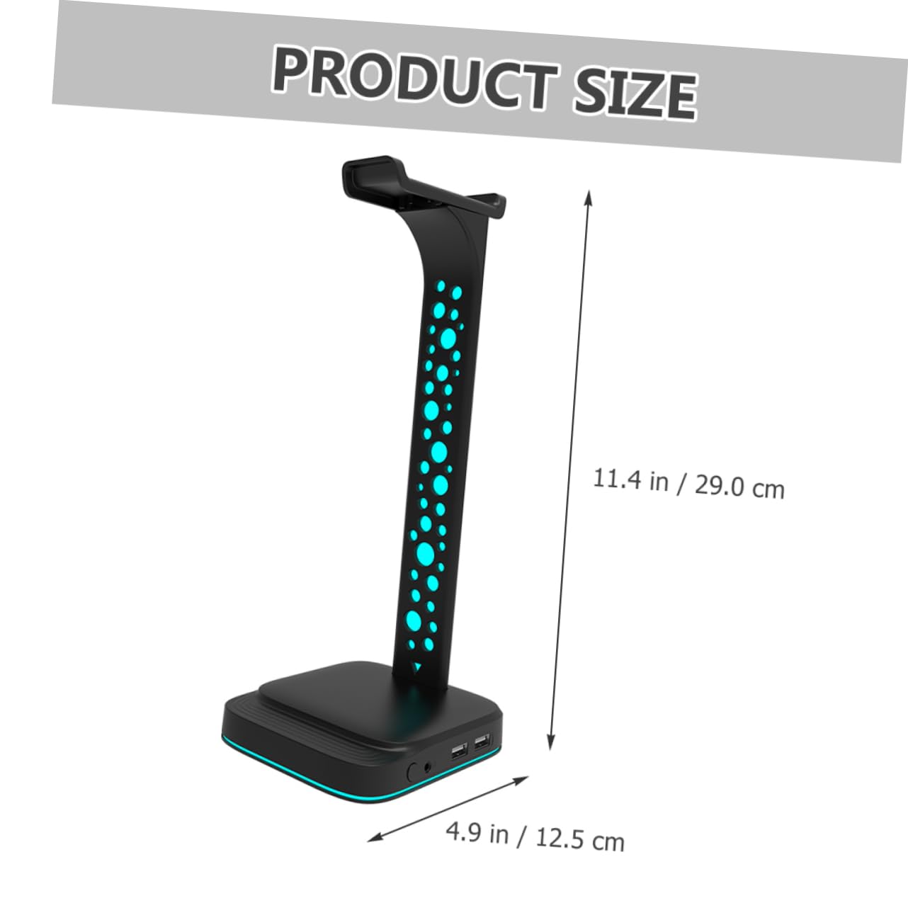 NUOBESTY Supporto Cuffie Gaming Rgb da Scrivania in Abs Nero | Doppia Porta Usb, Design Multifunzione, Trasmissione Dati, per Desktop e PC Gaming
