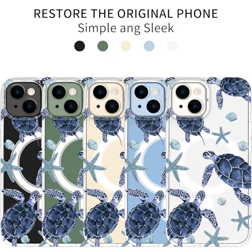 LuGeKe Case for iPhone 16,Blue Sea Turtle Compatible with MagSafe Accessories,Clear Slim Thin Shockproof Protective Phone Case Cover for Women - image 2