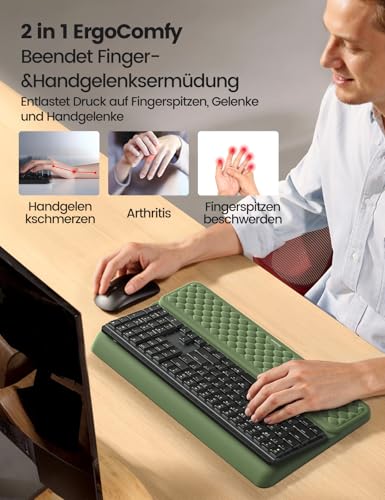 Image of Vaydeer Wrist Rest with Keyboard Stand, Computer Wrist Support Pad, Ergonomic Keyboard Riser Holder Lifter Tray with Wrist Pad, Soft Memory Foam Desk Cushion, Palm Hand Typing for Office Home School