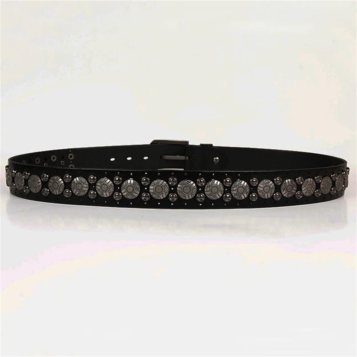 Jeansgürtel Mit Metallnieten, Echtes Leder, Rindsleder, Herrengürtel, Punk-Nieten, Jeansgürtel