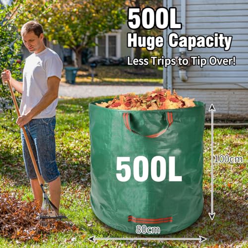 Garden Waste Bags Heavy Duty, 500l Large Garden Sacks with Handles - Image 2