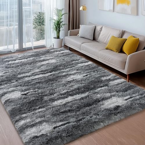 Alfombra Shag Decorativa 8x10 Pies Gris Abstracto miniatura 6